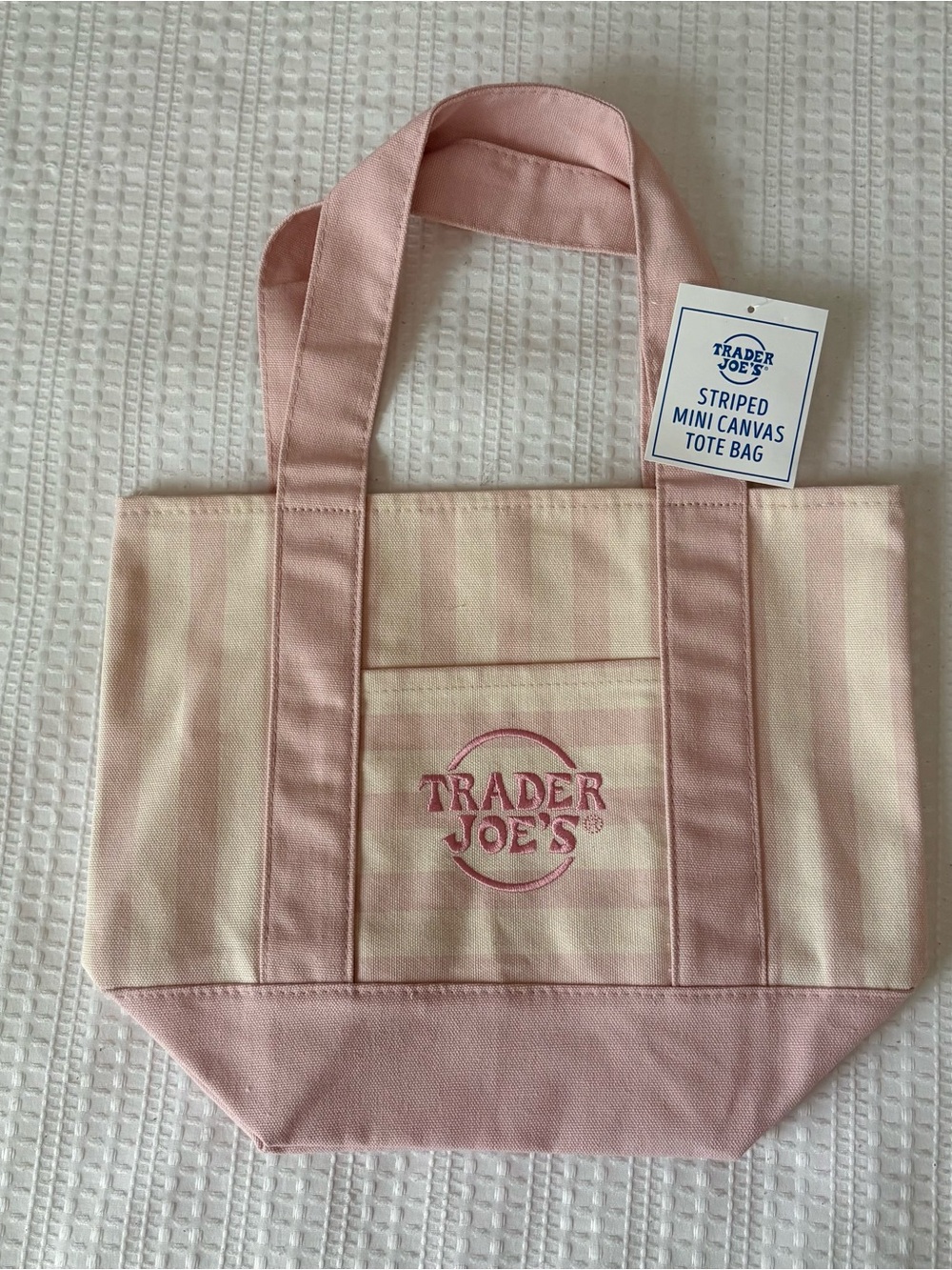 Trader Joe’s Pink Striped Mini Canvas Tote Bag